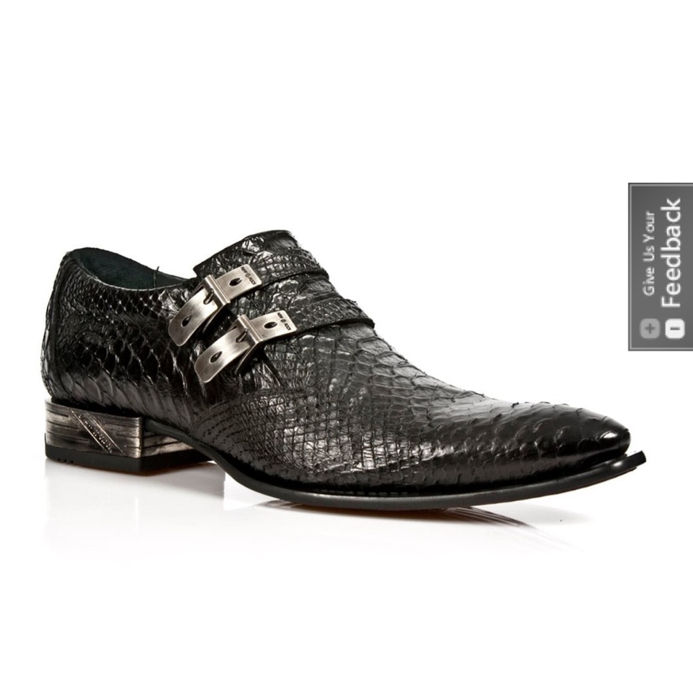 New Rock Black Python Double Buckle Loafer size 10.5